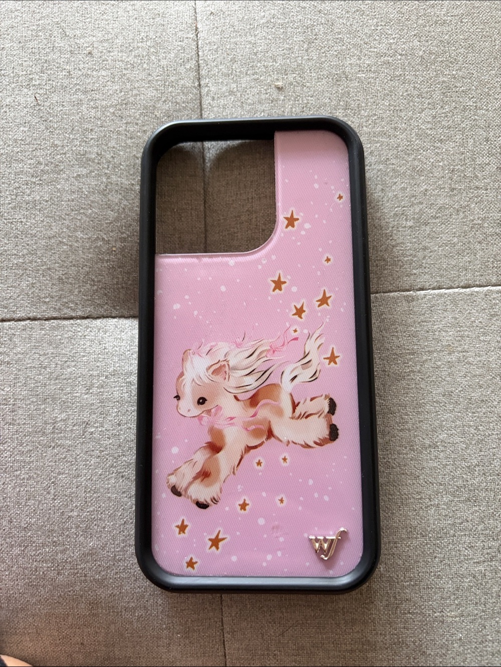 Pink Unicorn Wildflower Phone Case with Gold Star Accents iphone 16 pro